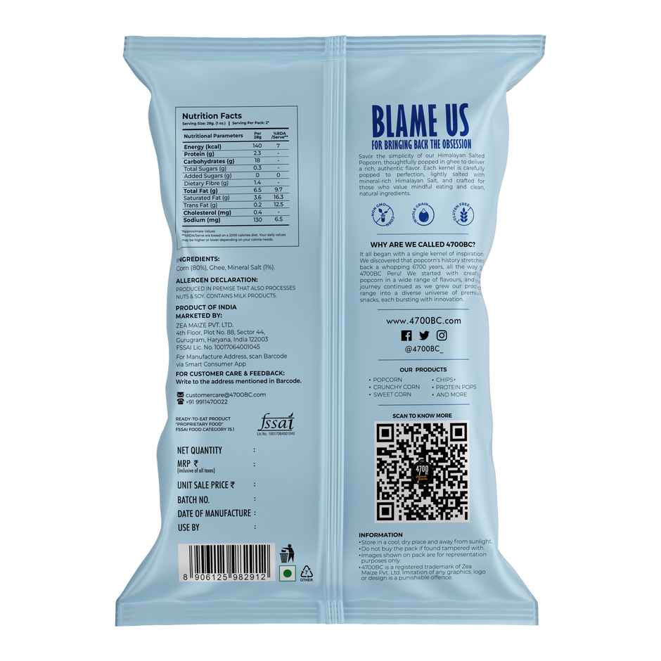 4700BC Salted Popcorn | Rock Salt | Popped in Ghee Jumbo