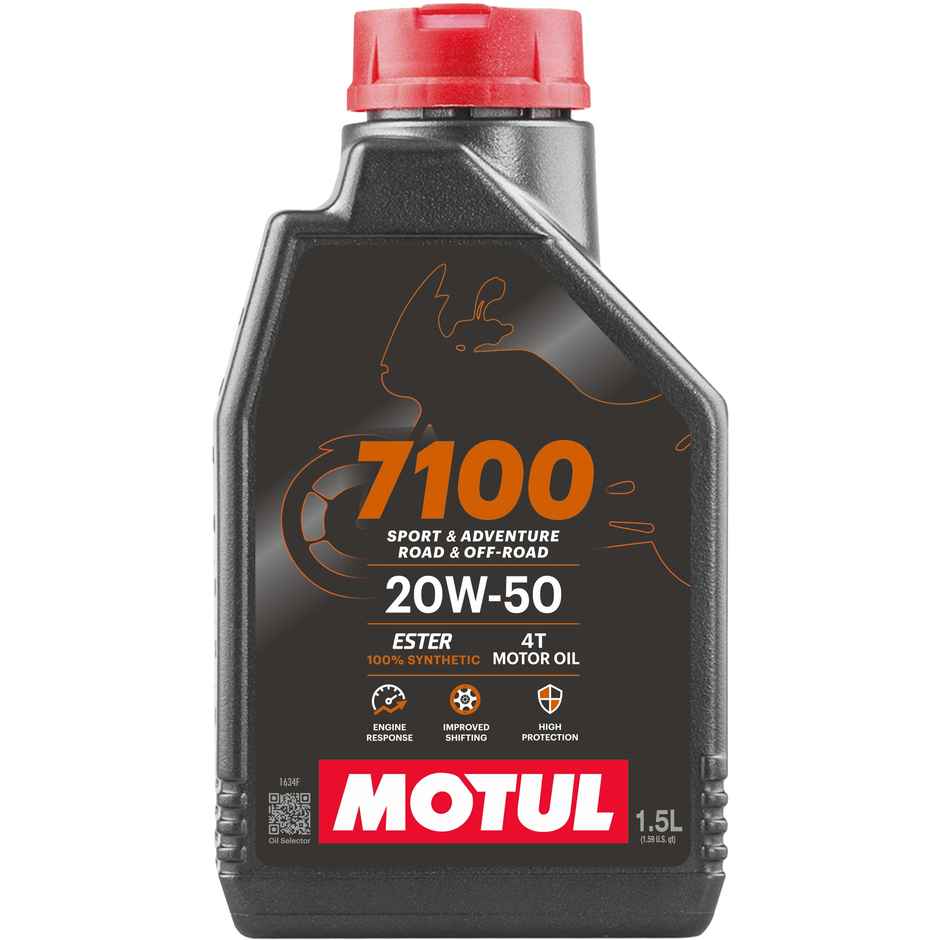 Motul 7100 4T 20W-50 API SN Fully Synthetic Petrol Engine Oil for Bikes | 1.5L
