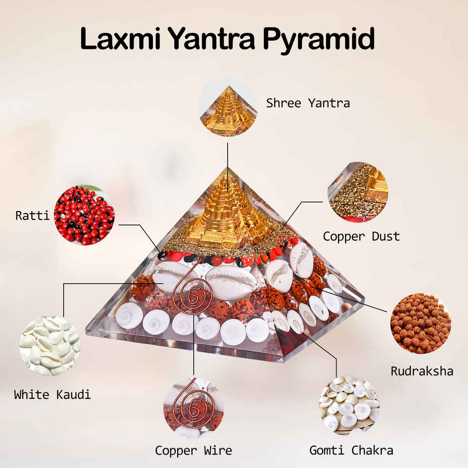 Shree Yantra Pyramid | Original Gomti Chakra Vastu Item for Home & Office Spiritual Gift | HINDCRAFT