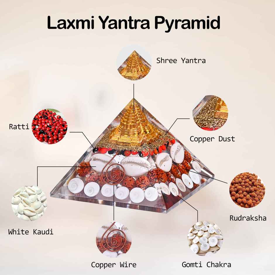 Shree Yantra Pyramid | Original Gomti Chakra Vastu Item for Home & Office Spiritual Gift | HINDCRAFT