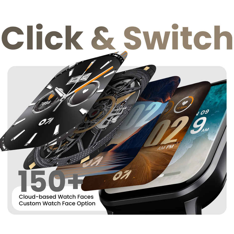 GOBOULT (Formerly Boult) Dive+ Bluetooth Calling | 1.85 inch HD | 150+ Watchfaces | Jet Black