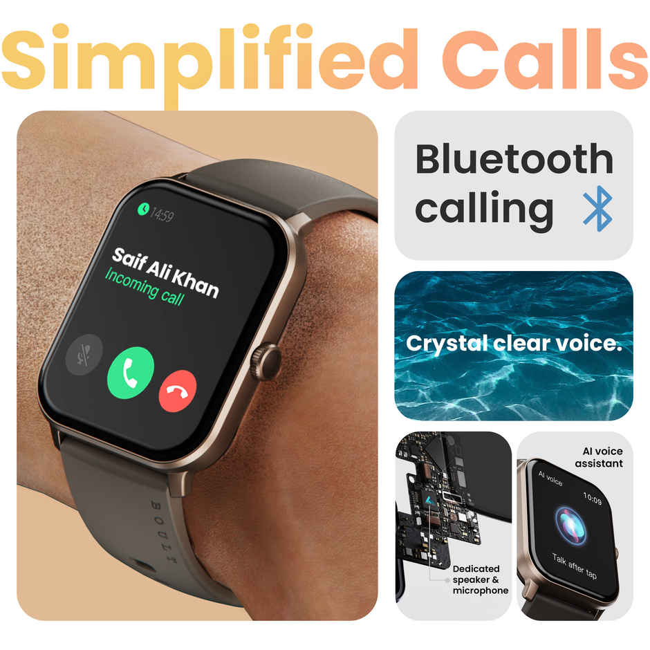 GOBOULT (Formerly Boult) Dive+ Bluetooth Calling | 500 nits | 150+ Watch Faces | Black Coffee