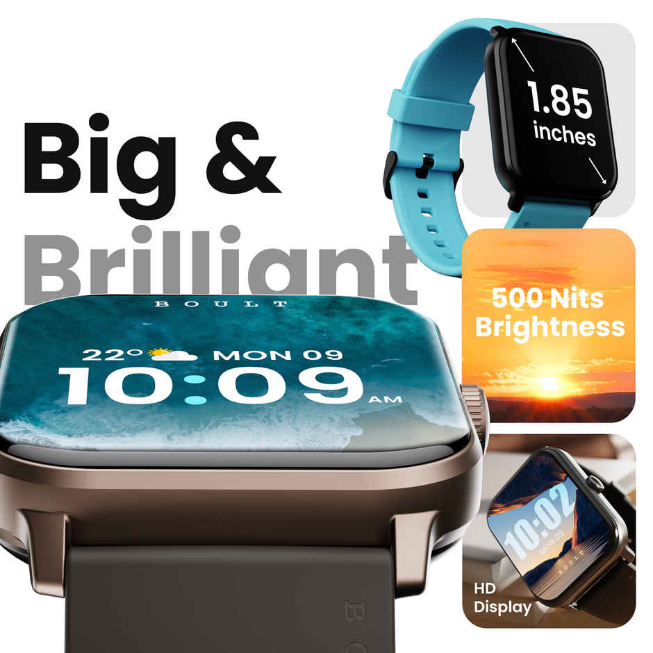 GOBOULT (Formerly Boult) Dive+ Bluetooth Calling | 500 nits | 150+ Watch Faces | Black Coffee