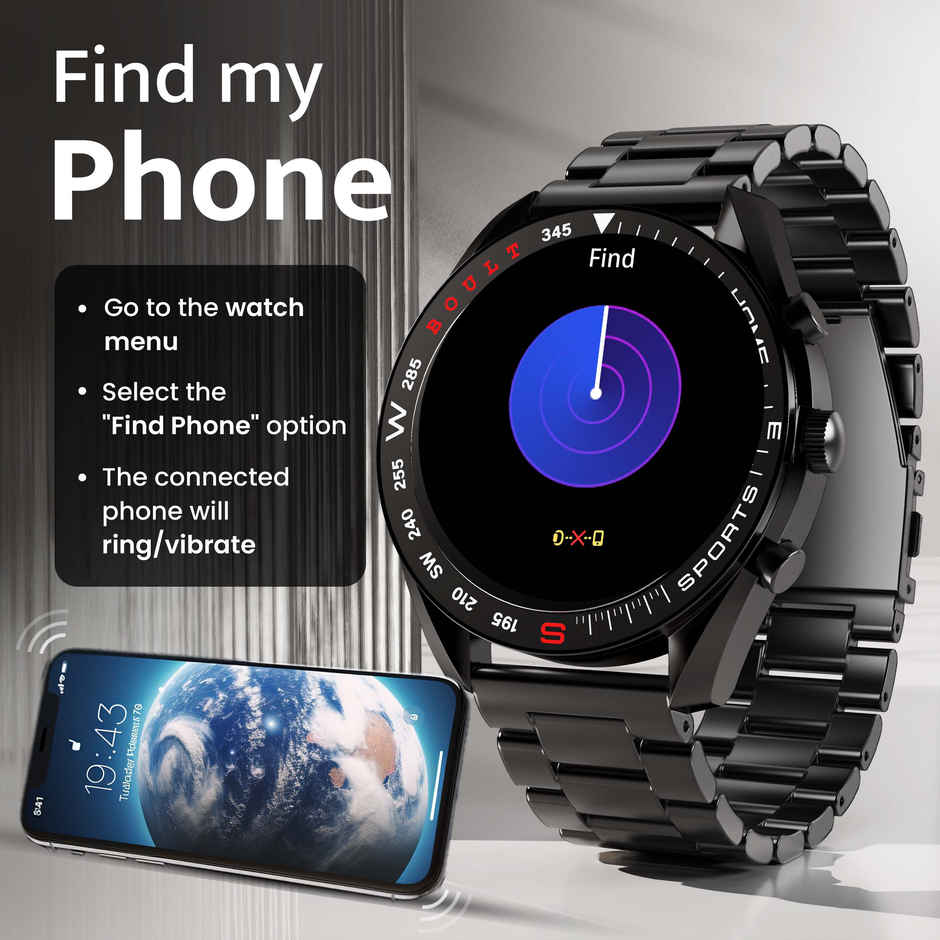 GOBOULT Mirage 1.39" Screen, Bt Calling, Spo2 Smartwatch|Coal Black