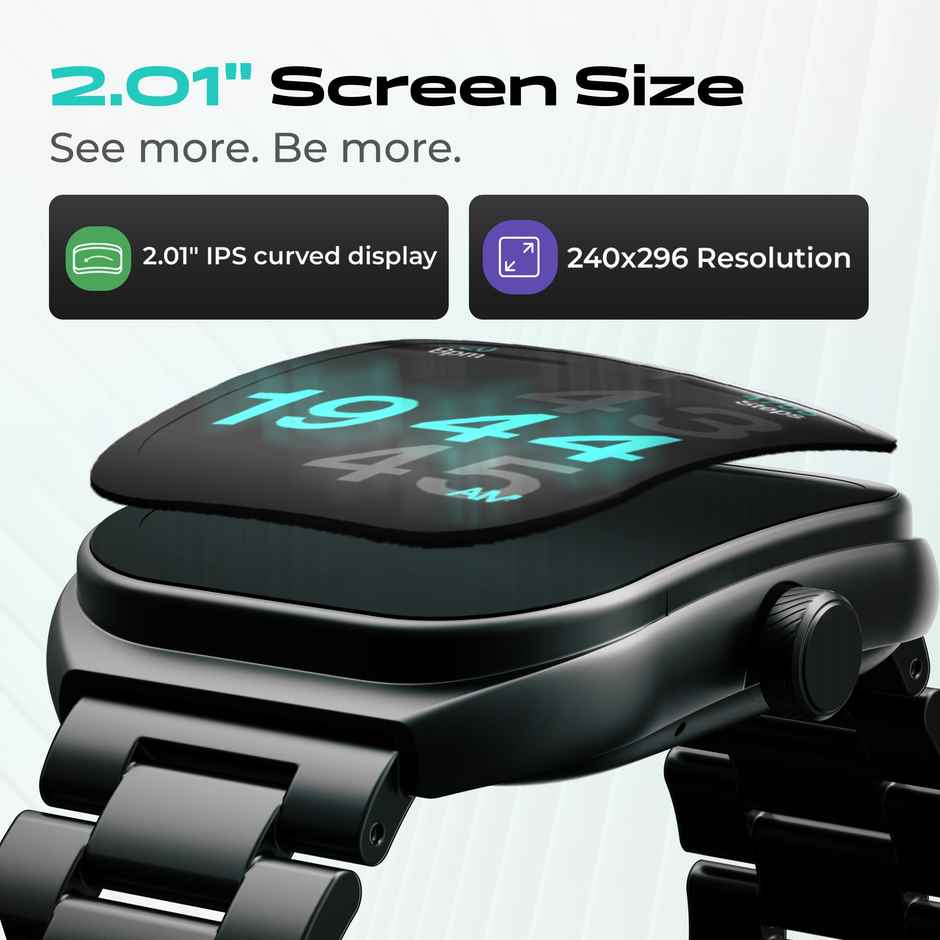 GOBOULT Trail 2.01" 3D Curved Hd Display, Health Track Smartwatch |Metal Black