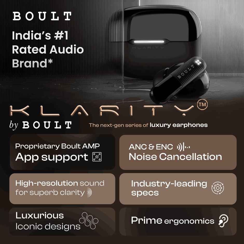 GOBOULT Klarity 3|Anc 50Db Hybrid Anc| 6 Mics|50Hrs|In The Ear|Obsidian Black
