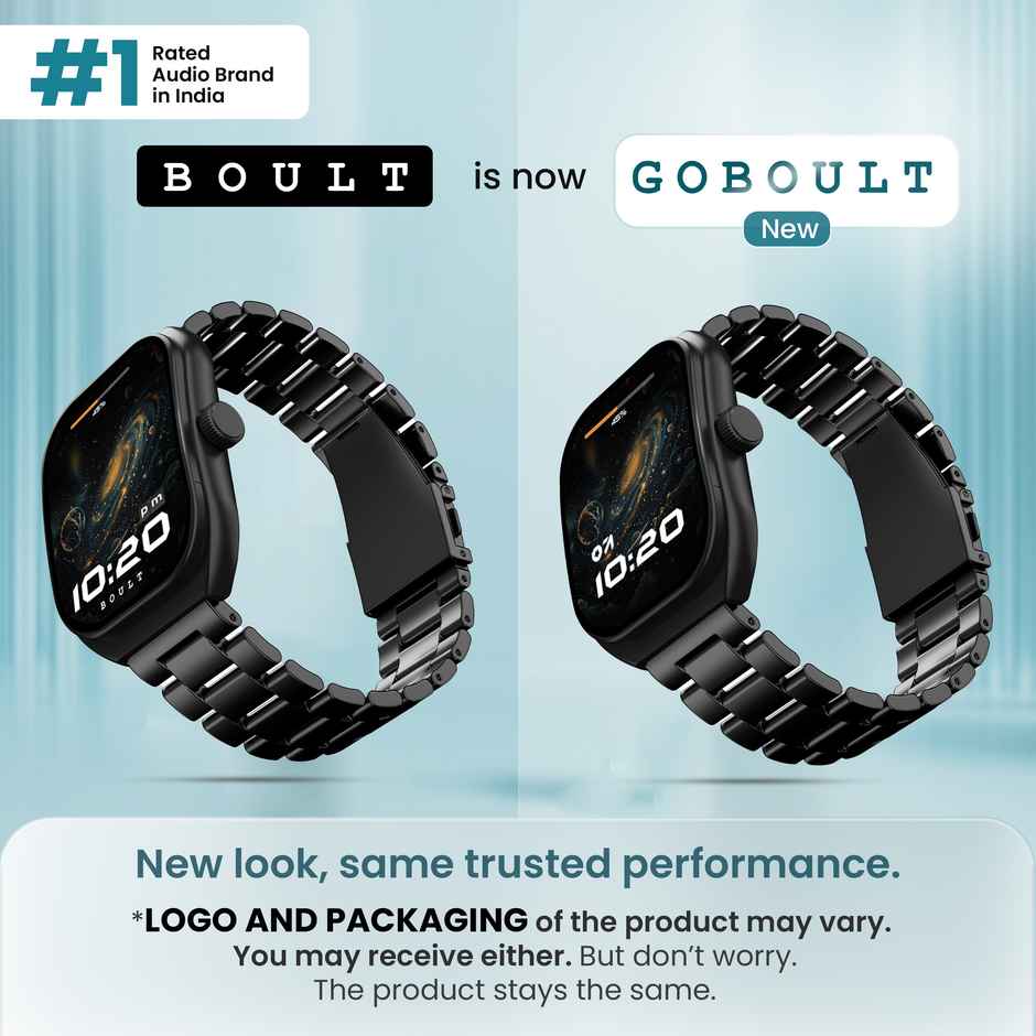 GOBOULT Trail 2.01" 3D Curved Hd Display, Health Track Smartwatch |Metal Black