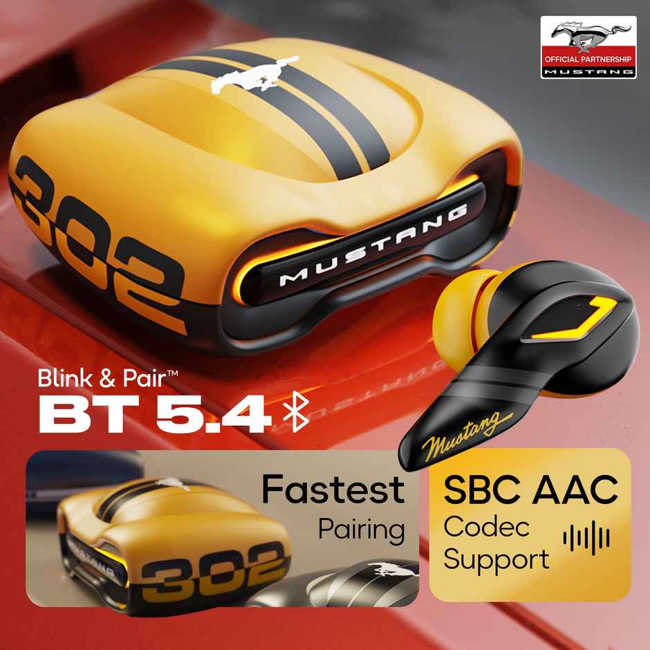 GOBOULT Mustang Torq | 50Hrs Battery | App Support | 4 Mic Enc | 5.4V BT | Yellow