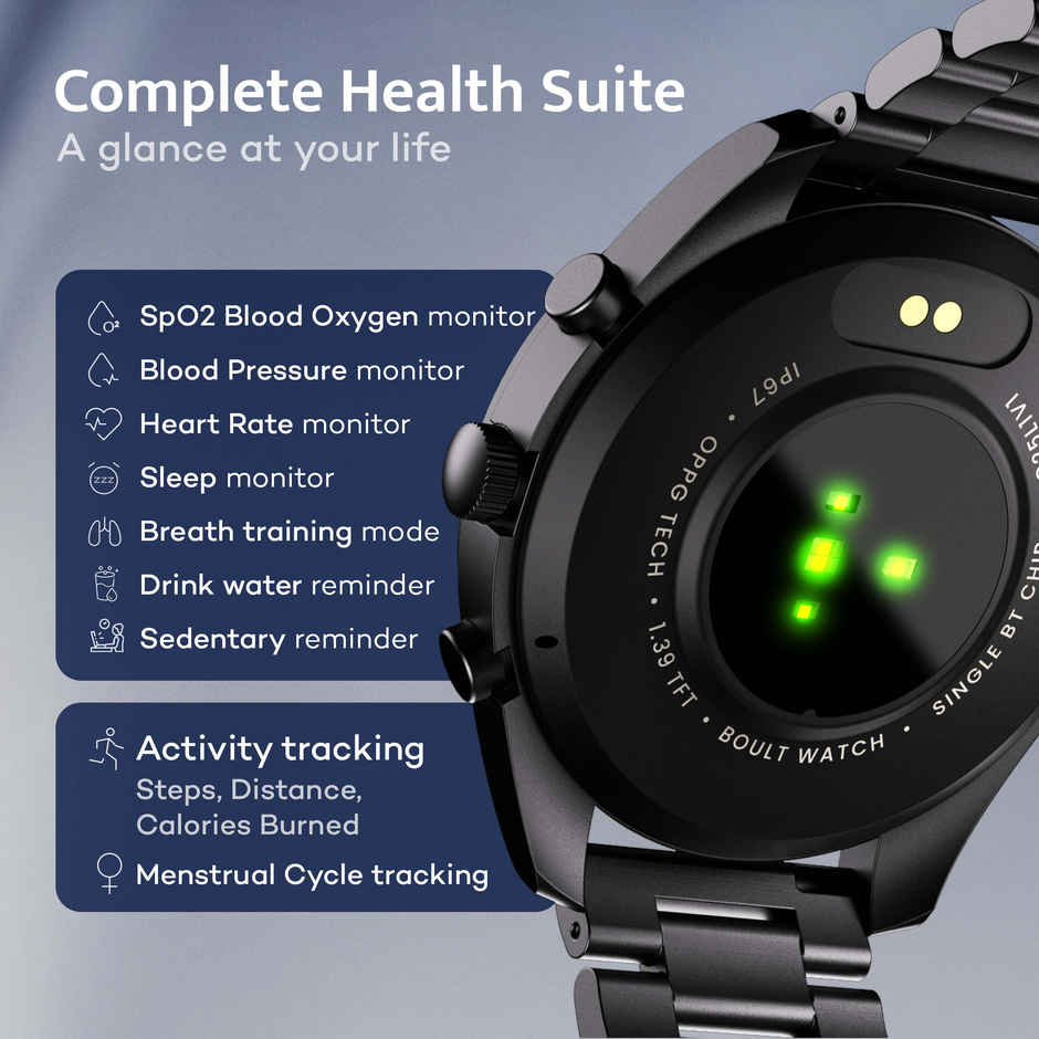 GOBOULT Mirage 1.39" Screen, Bt Calling, Spo2 Smartwatch|Coal Black