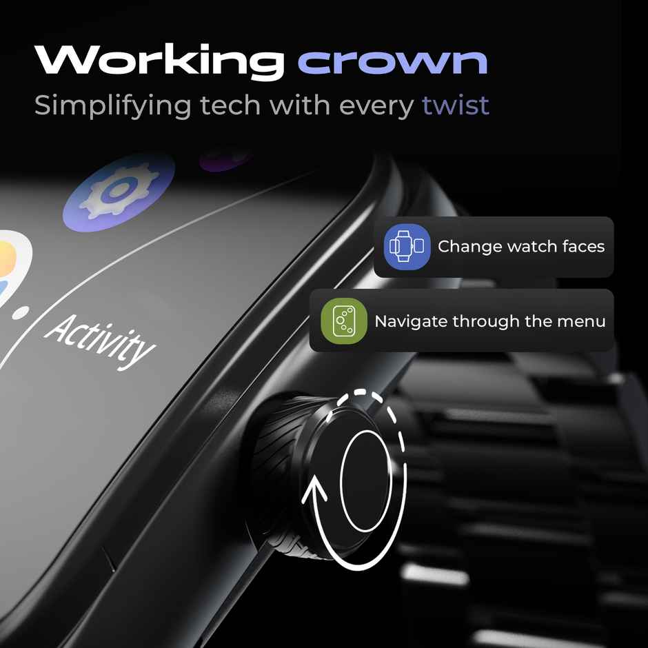 GOBOULT Trail 2.01" 3D Curved Hd Display, Health Track Smartwatch |Metal Black