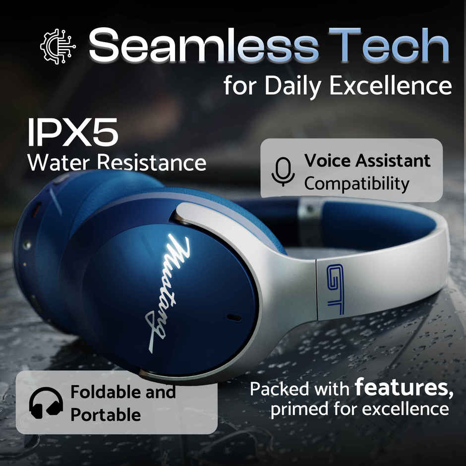 GOBOULT Mustang Q | 70Hrs Battery | Enc Mic | 4 Eq Modes | 5.4V BT and Wired|Blue