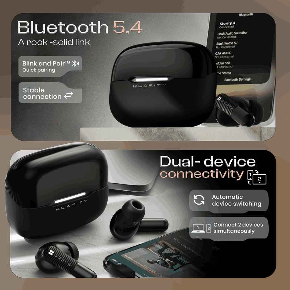 GOBOULT Klarity 3|Anc 50Db Hybrid Anc| 6 Mics|50Hrs|In The Ear|Obsidian Black