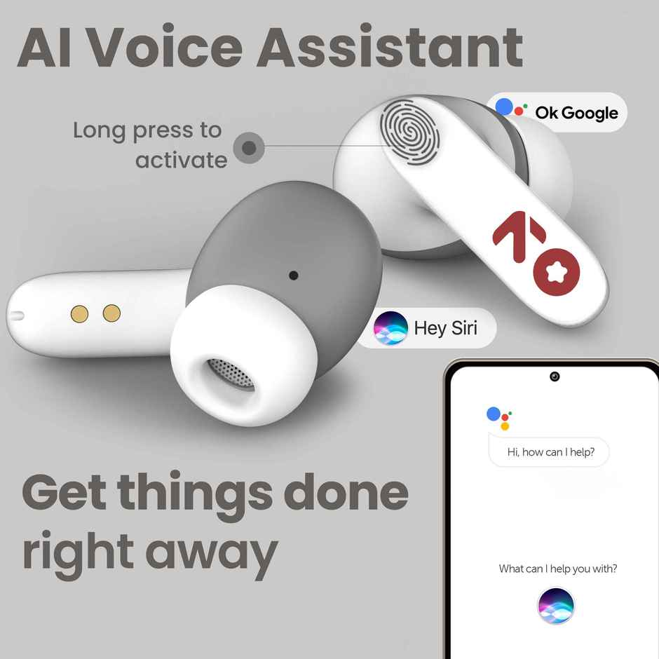 GOBOULT Y1 with Zen ENC Mic, 50H Battery, Fast Charging, Pro+ Calling |White, TWS