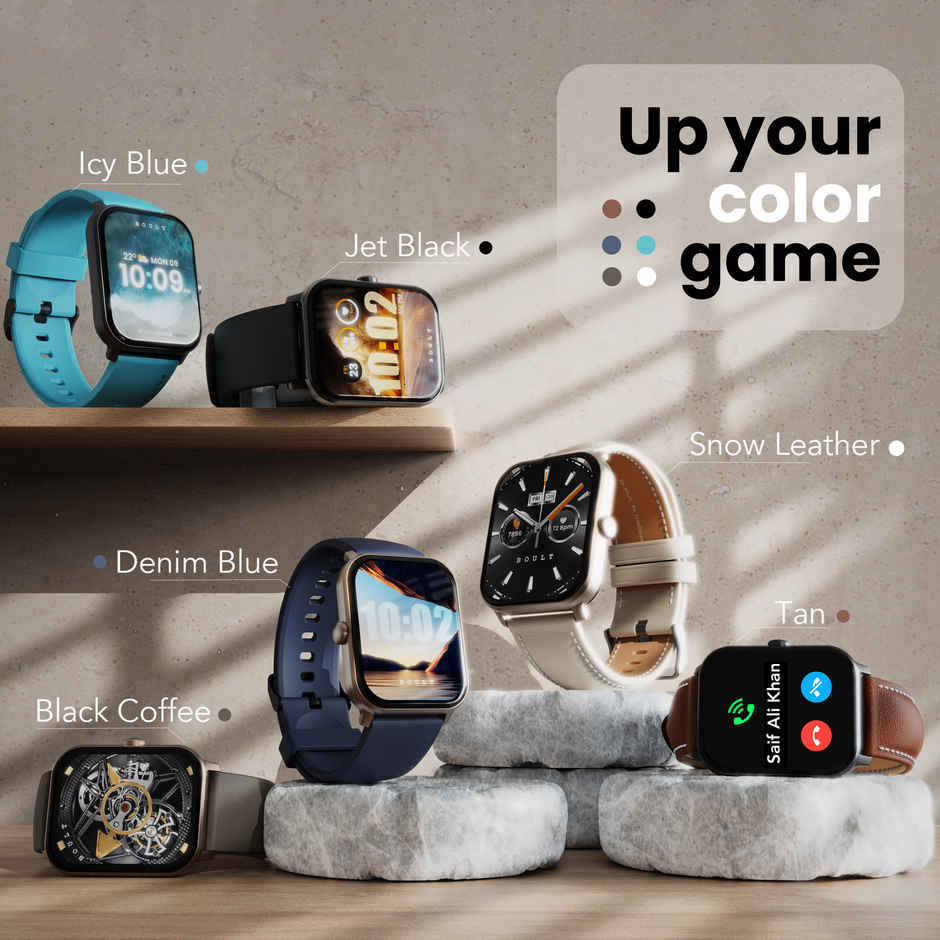 GOBOULT (Formerly Boult) Dive+ Bluetooth Calling | 500 nits | 150+ Watch Faces | Black Coffee