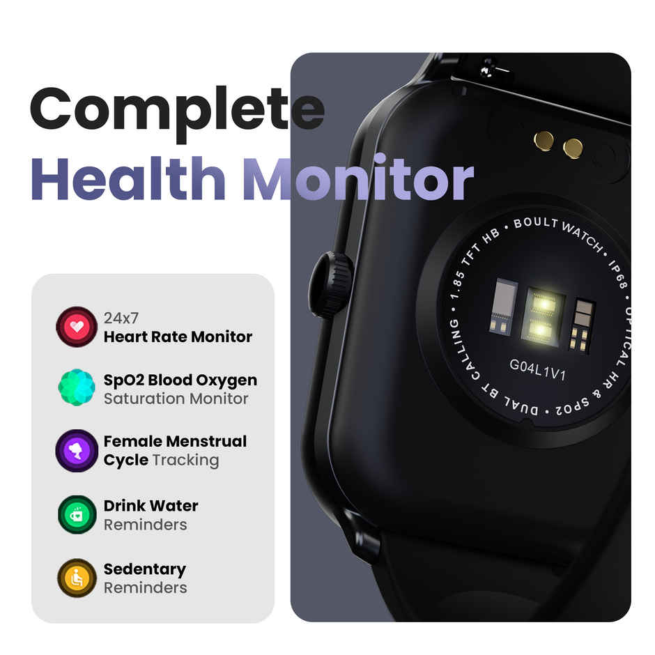 GOBOULT (Formerly Boult) Drift+ BT Calling, 1.85" HD, 500 nits Brightness, Smartwatch | Black Coffee