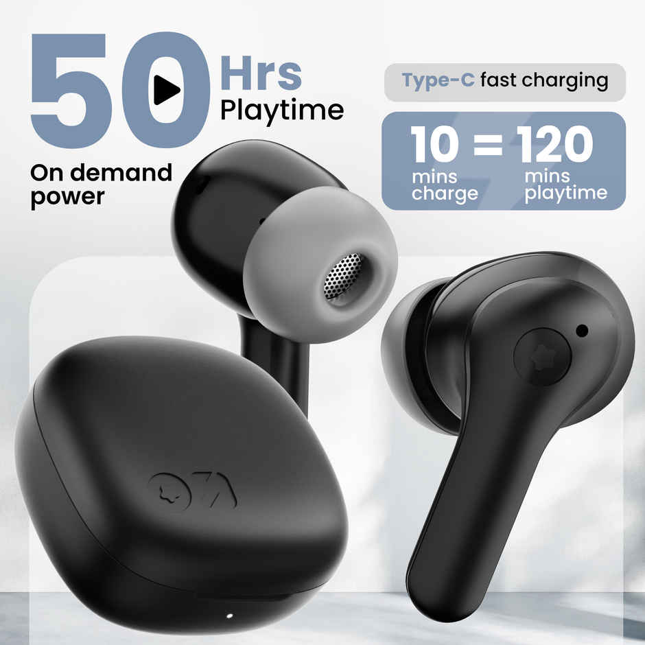 GOBOULT K10 in Ear TWS Earbuds with 50H Playtime, 4 Mic Clear Calling, 45ms Low Latency, 10mm Drivers, Touch Control, Type-C Fast Charging,TWS Ear Buds Wireless - Pure Black
