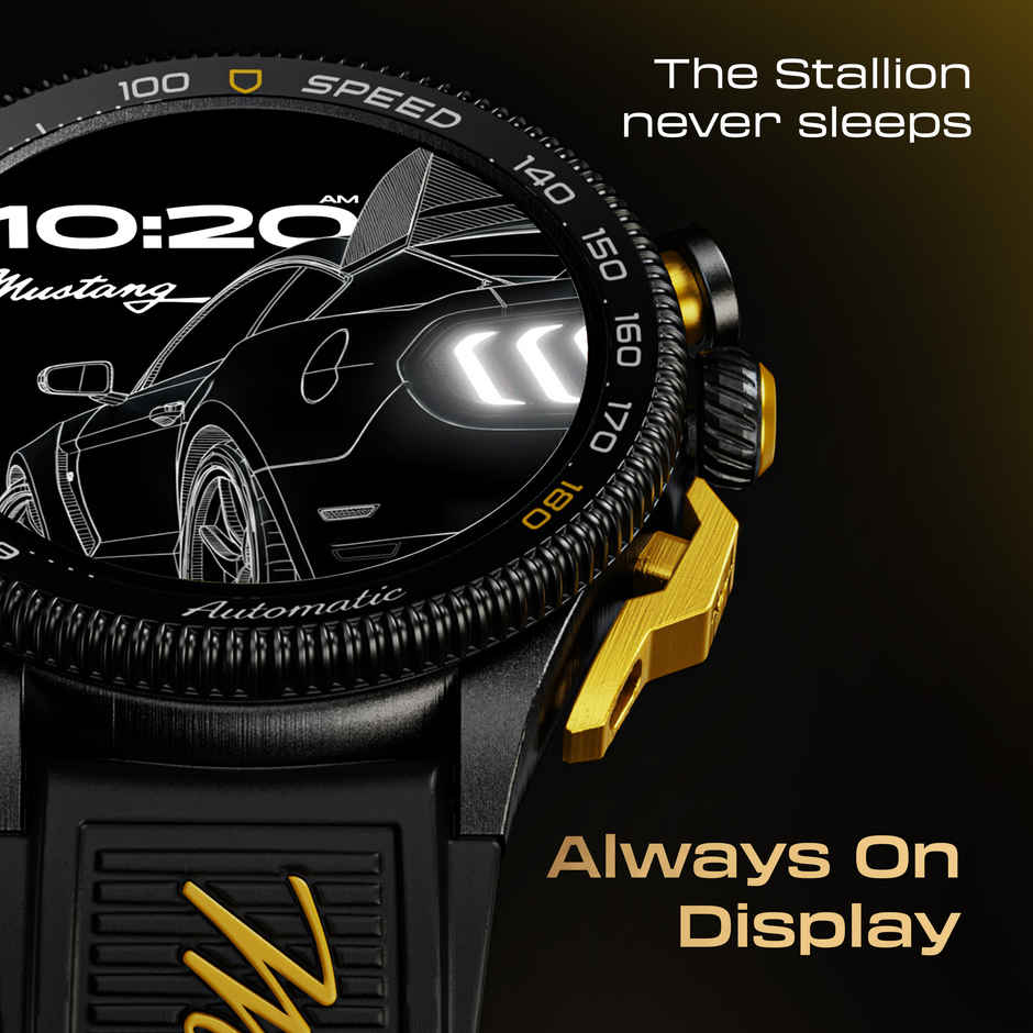 GOBOULT Mustang Stallion , Nitro Black 1.43 AMOLED Display,  Functional Rotation Ring Action Bezel