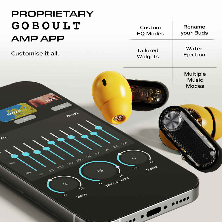 GOBOULT Formerly Boult Mustang Sprint | Turbo Yellow | 30dB ANC | 60H Playtime | 13mm Bass Drivers