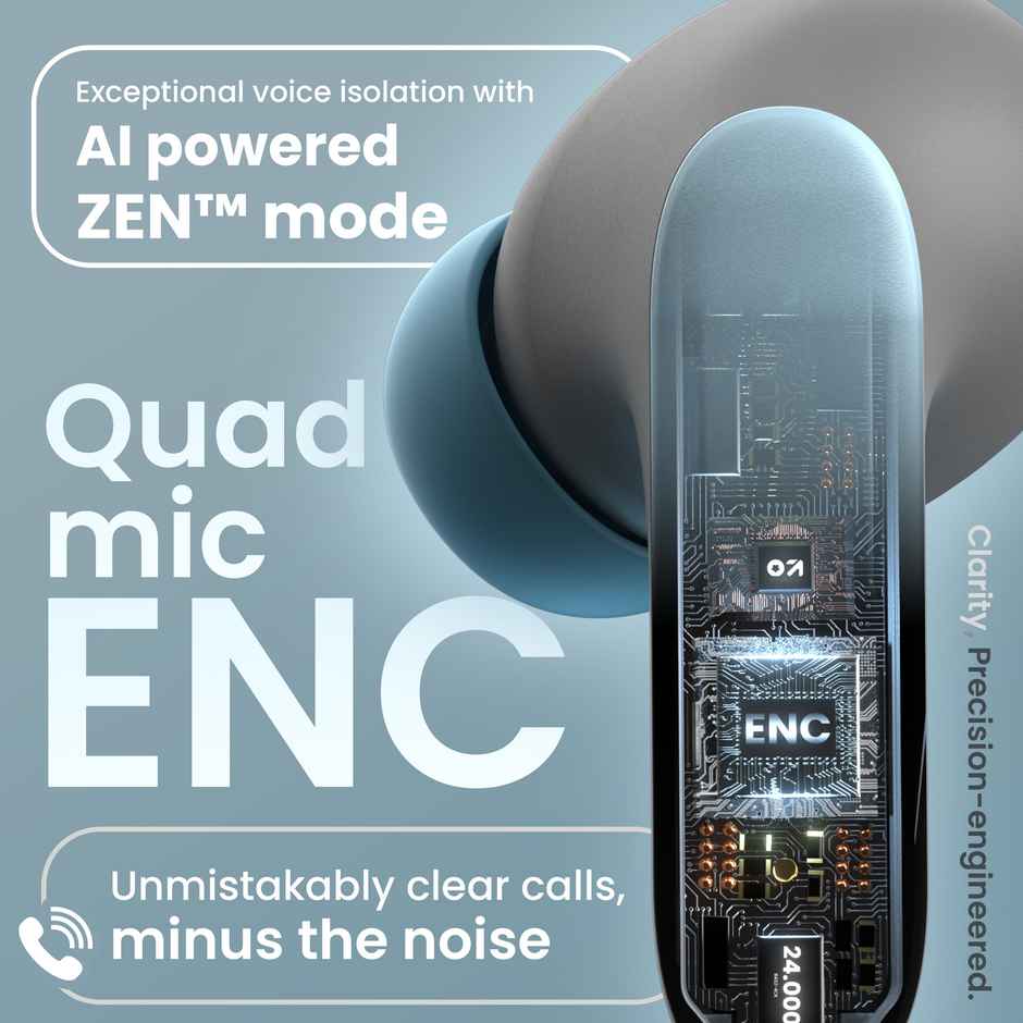GOBOULT Y1 Pro With Zen Quad Mic Enc 60Hrs Battery Fast Charging 5.3V Powder Blue