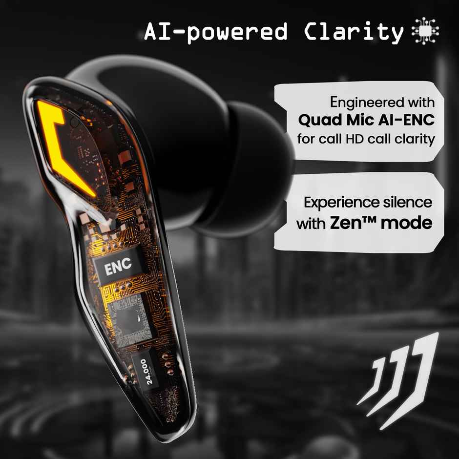 GOBOULT Astra with Quad Mic ENC, 48Hrs Battery, |Black Gloss, True Wireless