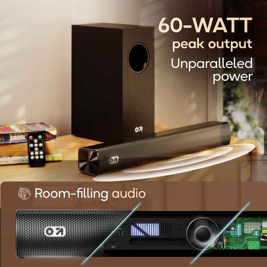 GOBOULT (Formerly Boult) Bassbox X60 with Subwoofer | 2.1 Channel | 3 EQ Modes | Jet Black