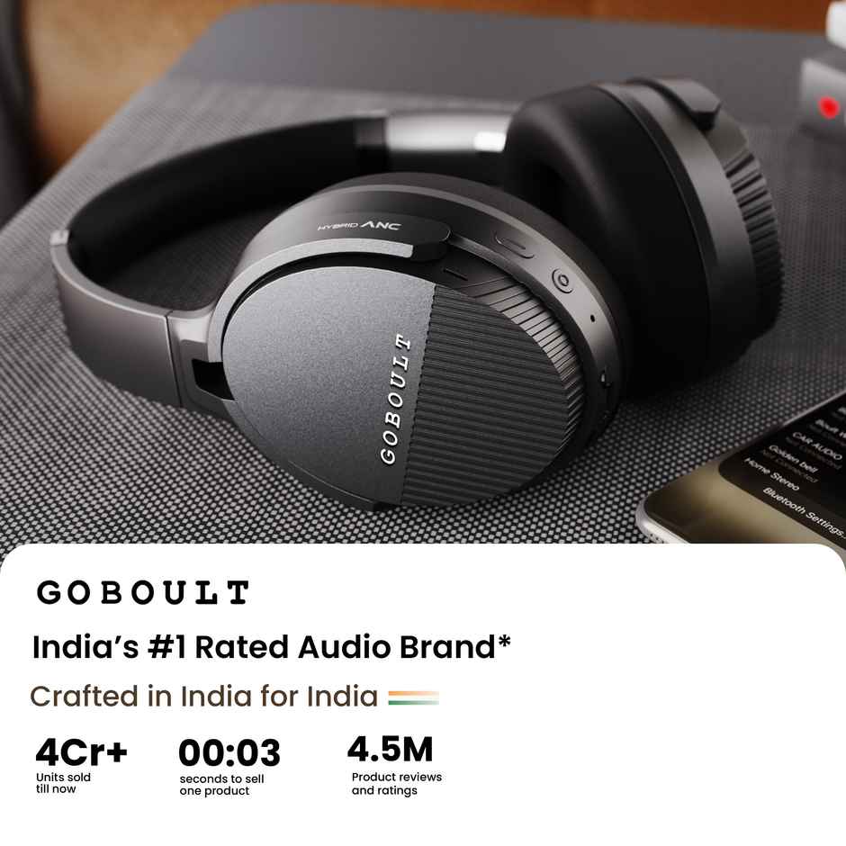 GOBOULT Boost | Hybrid ANC| 65H Battery | 40Mm Boosted Drivers|5.4V|Jet Black