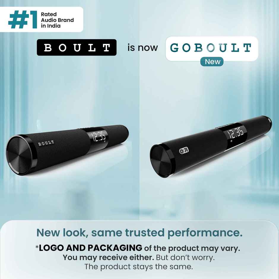 GOBOULT (Formerly Boult) Bassbox X30 | Dual Dynamic Drivers | 30W Soundbar | Stereo Ch | Pure Black