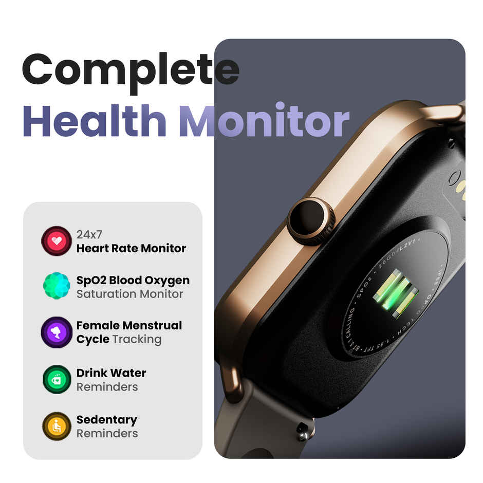 GOBOULT Dive+ Bluetooth Calling|1.85 Inch HD|500Nits|150+ Watchfaces|Black Coffee