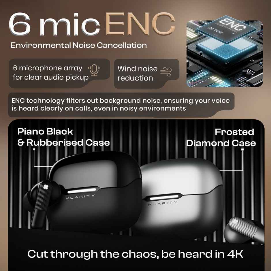 GOBOULT Klarity 3|Anc 50Db Hybrid Anc| 6 Mics|50Hrs|In The Ear|Obsidian Black