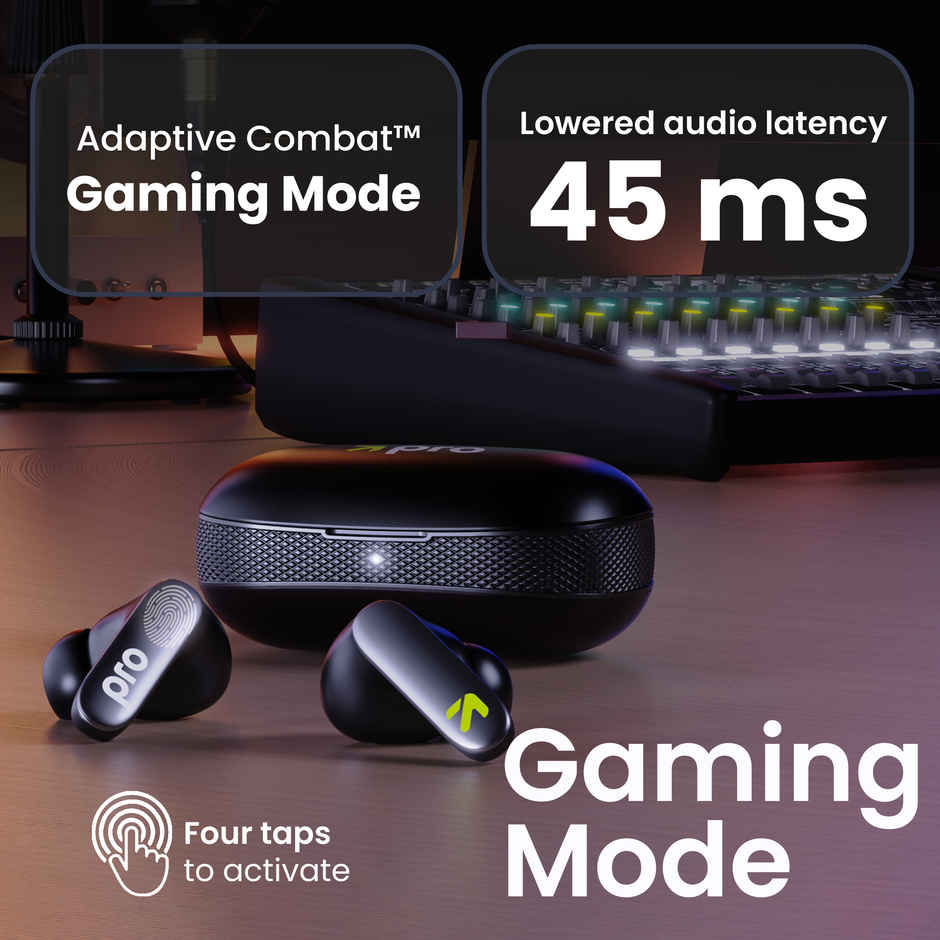 GOBOULT Z20 Y1 Pro TWS Earbuds with 60 Hours Playtime, 4 Mics Clear Calling, 45ms Low Latency, Rich Bass Drivers, IPX5 - Jet Black