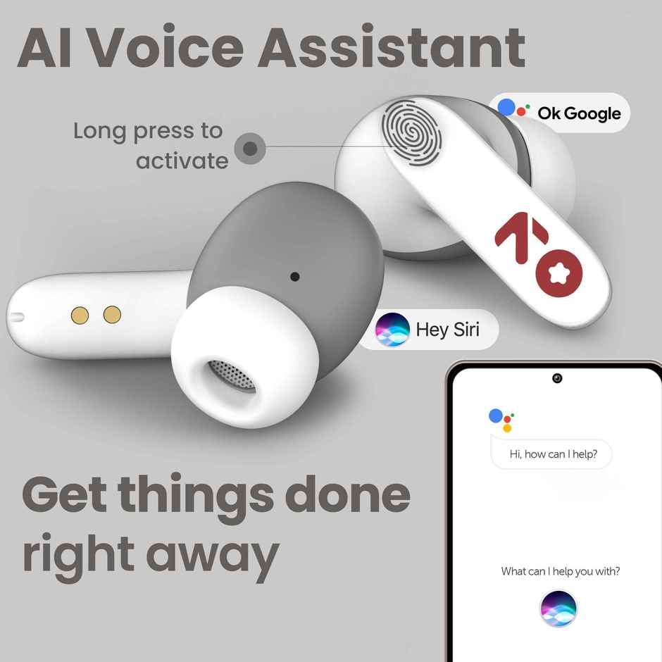 GOBOULT Y1 with Zen ENC Mic, 50H Battery, Fast Charging, Pro+ Calling |White, TWS