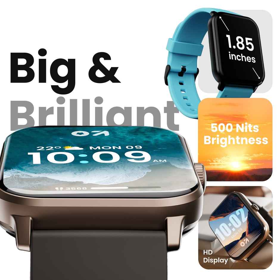 GOBOULT Drift+ BT Calling, 1.85" Hd, 500Nits Brightness, Smartwatch |Black Coffee