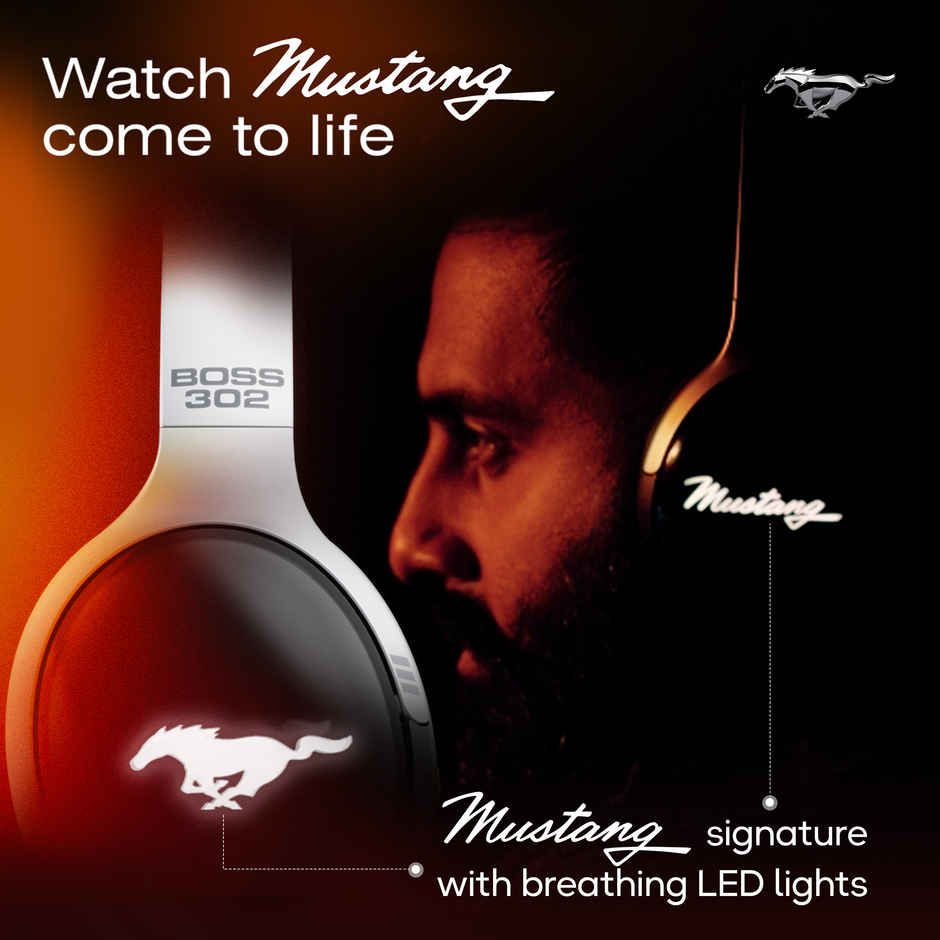 GOBOULT Mustang Thunder Bluetooth Headphones | 70H Playtime | 40mm Driver ENC Mic Over Ear