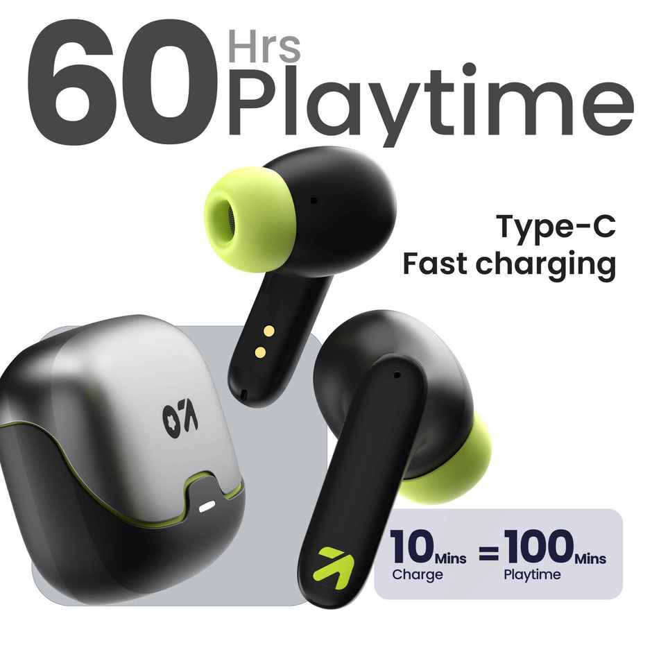 GOBOULT X70 in Ear TWS Earbuds with 60H Playtime, Zen ENC Mic, Low Latency Gaming, Type-C Fast Charging, Made in India, 10mm Rich Bass Drivers, IPX5, Ear Buds TWS - Black