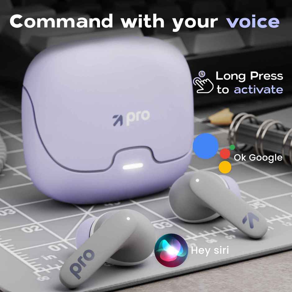 GOBOULT (Formerly Boult) Z40 Pro with 100H Battery, Quad Mic ENC, Rubber Grip Design | Lavender