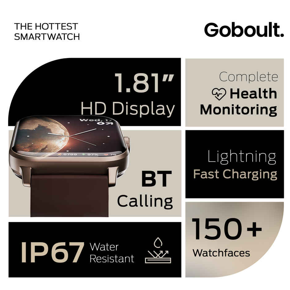 GOBOULT Dive Plus Espresso Bluetooth Calling Smart Watch 1.81 Inch HD Display