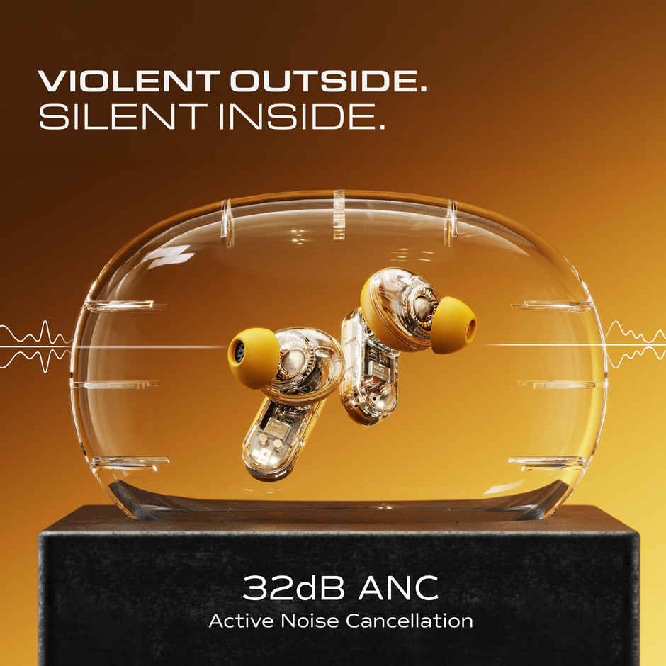 GOBOULT Formerly Boult Mustang Sprint | Turbo Yellow | 30dB ANC | 60H Playtime | 13mm Bass Drivers