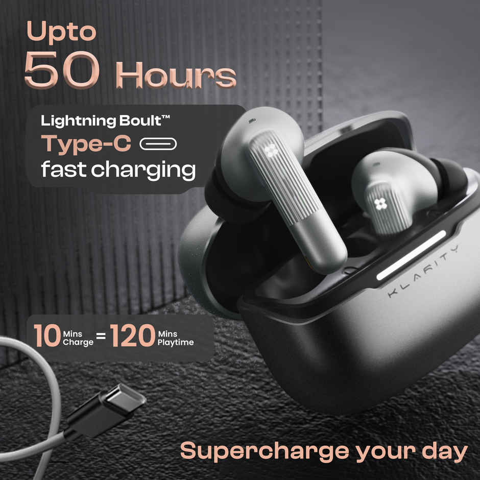 GOBOULT Klarity 3 | Anc 50Db Hybrid Anc | 6 Mics App Support | 50Hrs| Smoky Metal