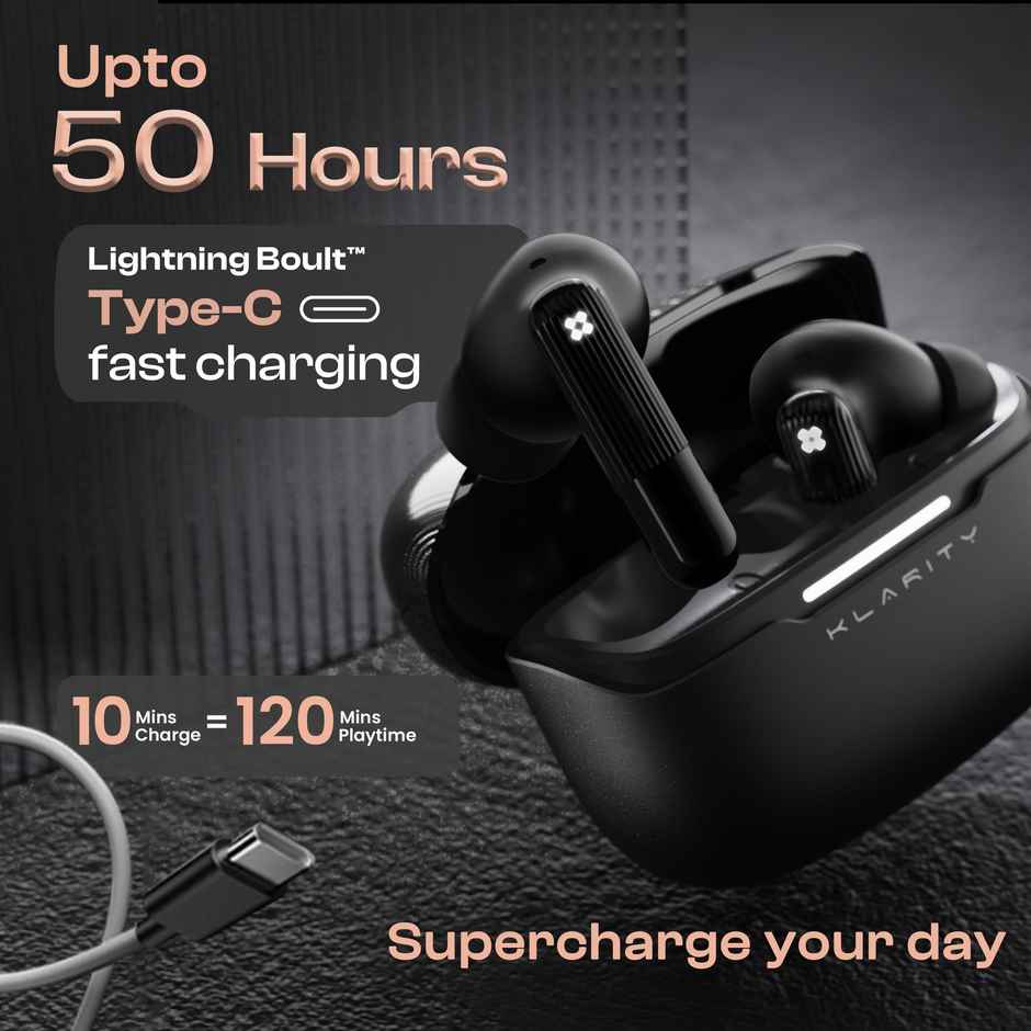 GOBOULT Klarity 3|Anc 50Db Hybrid Anc| 6 Mics|50Hrs|In The Ear|Obsidian Black