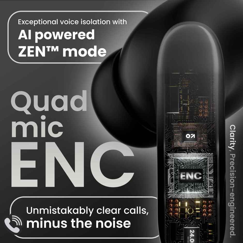 GOBOULT K60 Zen Quad Mic ENC | 60H Battery | Fast Charging | Jet Black