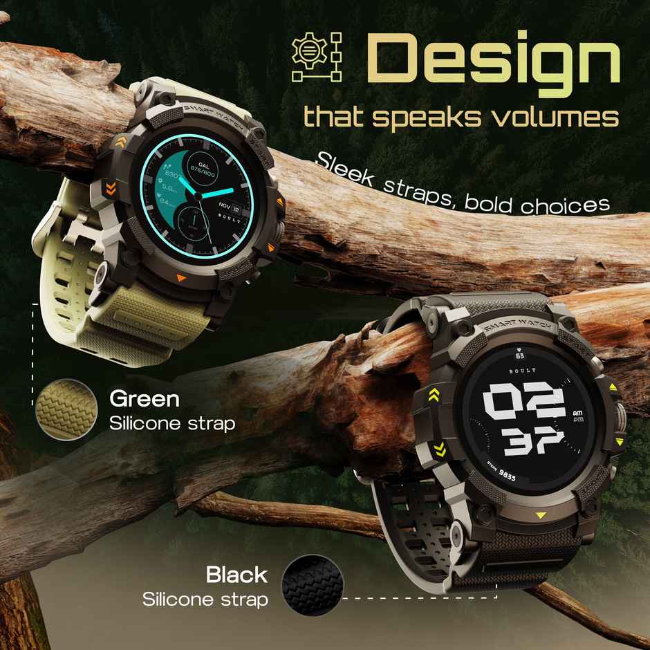 GOBOULT Thrux 1.39 Inch HD | GPS Tracker | BT Calling |Smartwatch | Black