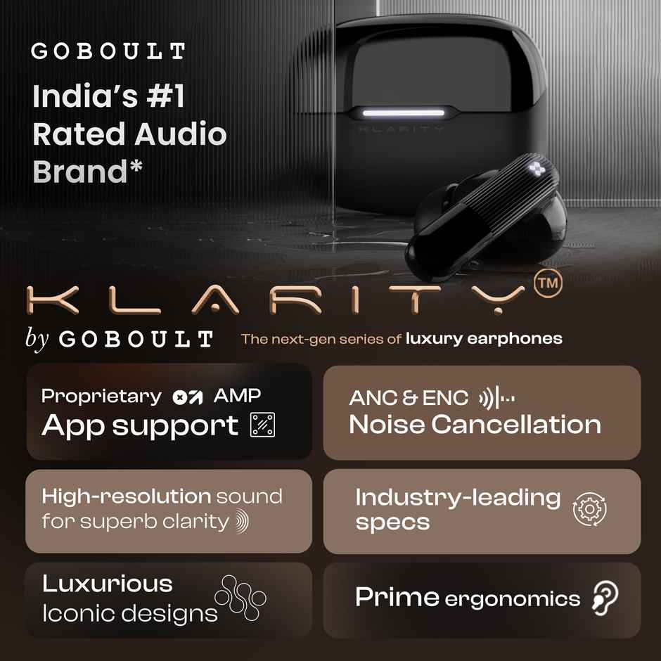 GOBOULT Klarity 3|Anc 50Db Hybrid Anc| 6 Mics|50Hrs|In The Ear|Obsidian Black