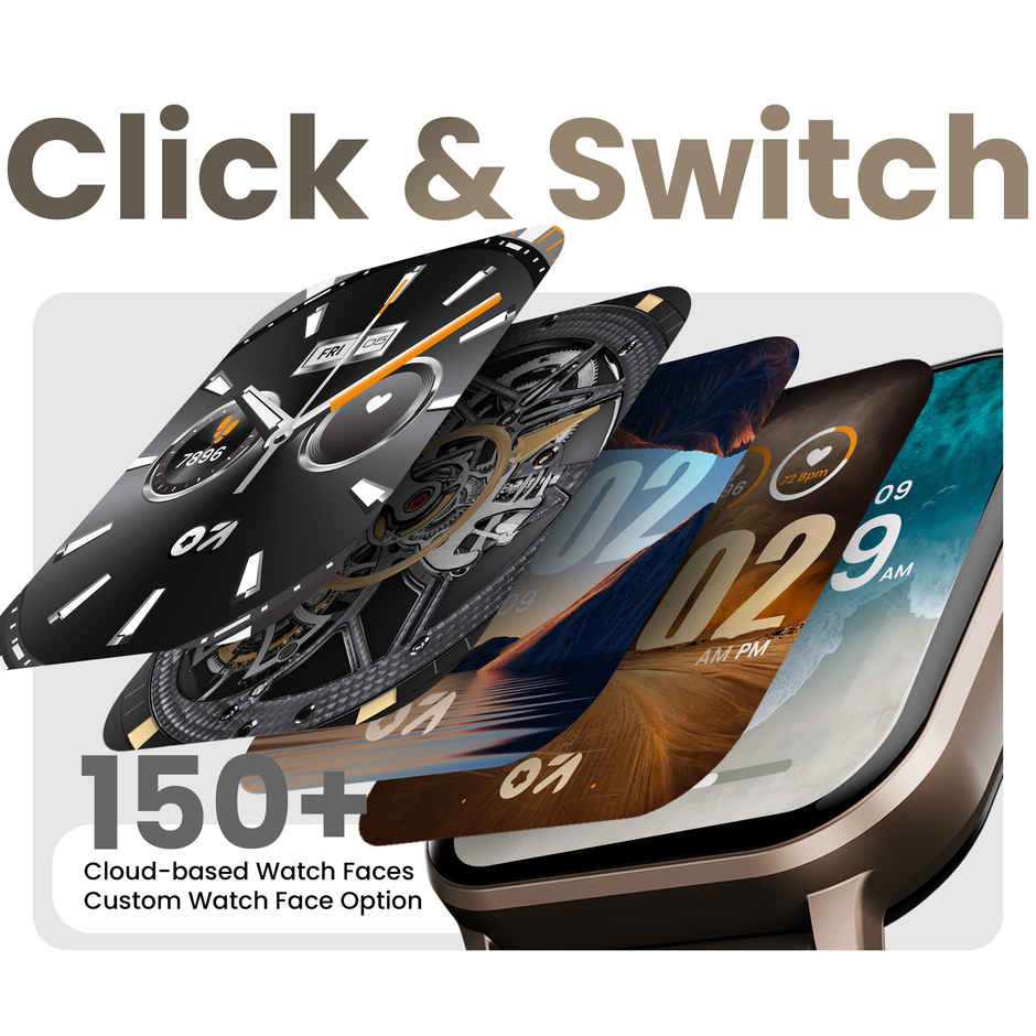 GOBOULT Dive+ Bluetooth Calling|1.85 Inch HD|500Nits|150+ Watchfaces|Black Coffee