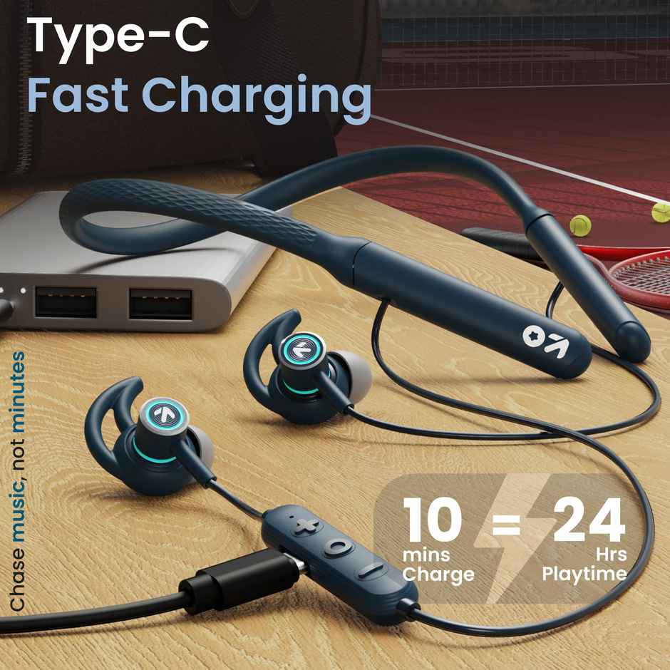 GOBOULT Probass Eqcharge with Zen Mode Enc | 32Hrs Playtime | In The Ear | Blue
