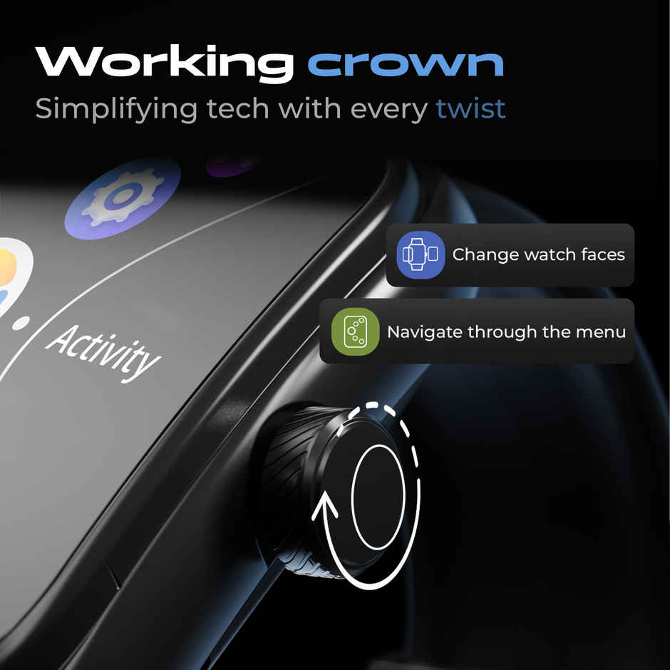 GOBOULT Trail 2.01" 3D Curved Hd Display, Working Crown, Smartwatch | Raven Black