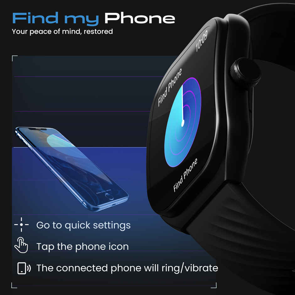 GOBOULT Trail 2.01" 3D Curved Hd Display, Working Crown, Smartwatch | Raven Black