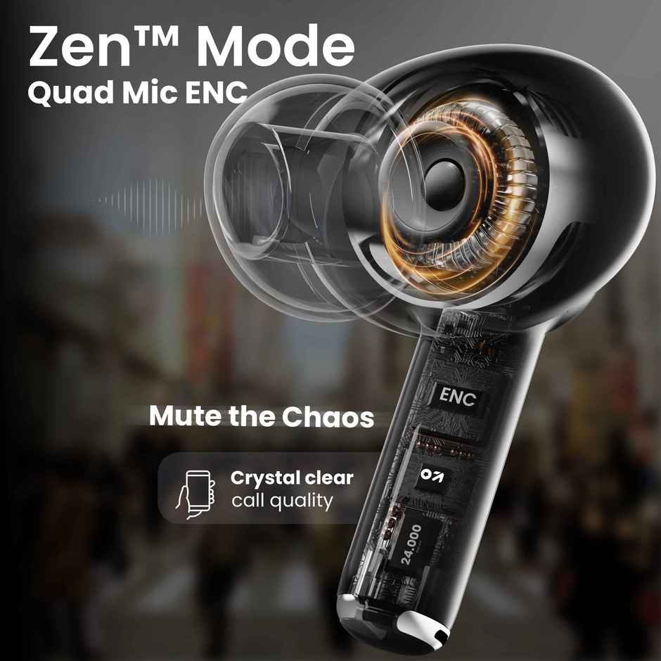 GOBOULT W40 with Quad Mic ENC, 48H Battery Life, |Electric Black, True Wireless