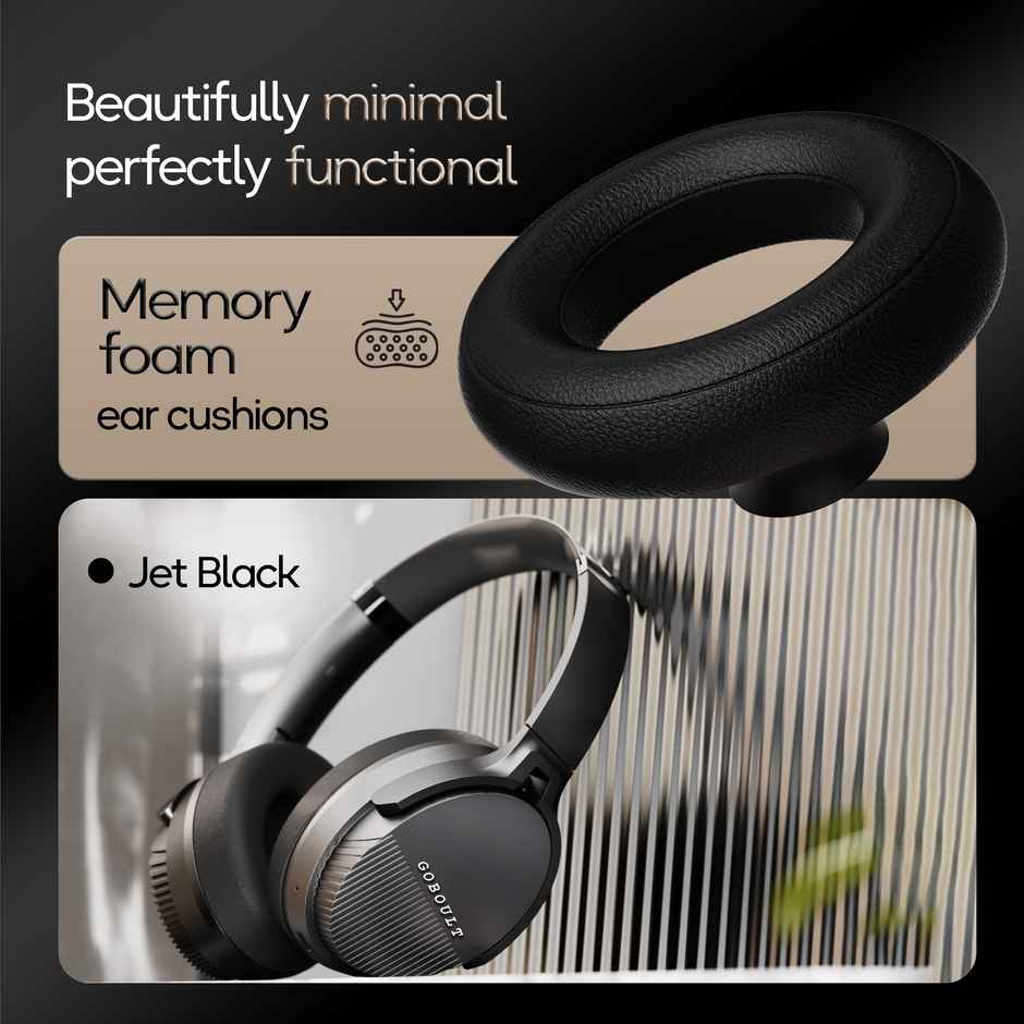GOBOULT Boost | Hybrid ANC| 65H Battery | 40Mm Boosted Drivers|5.4V|Jet Black