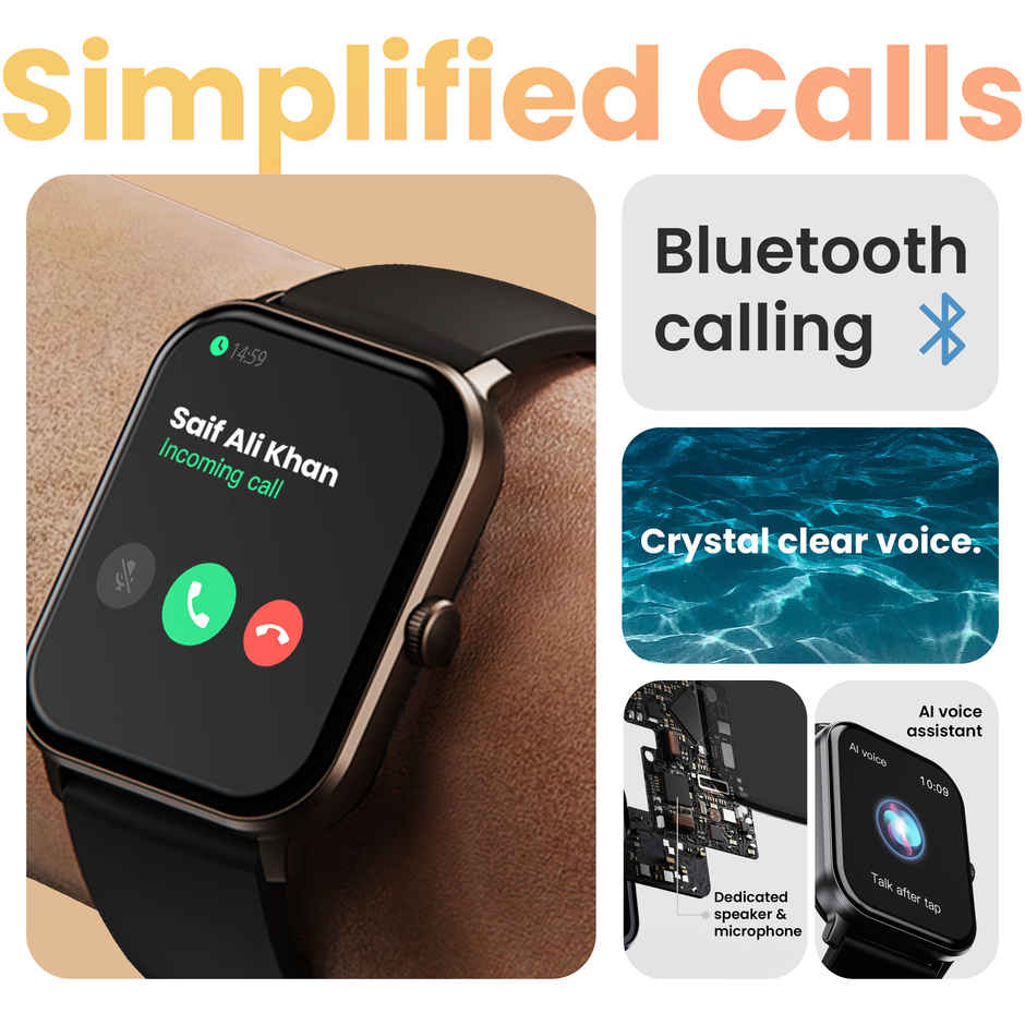 GOBOULT Dive+ Bluetooth Calling Smartwatch | 1.85 Inch HD | 500Nits | 150+ Watchfaces | Jet Black