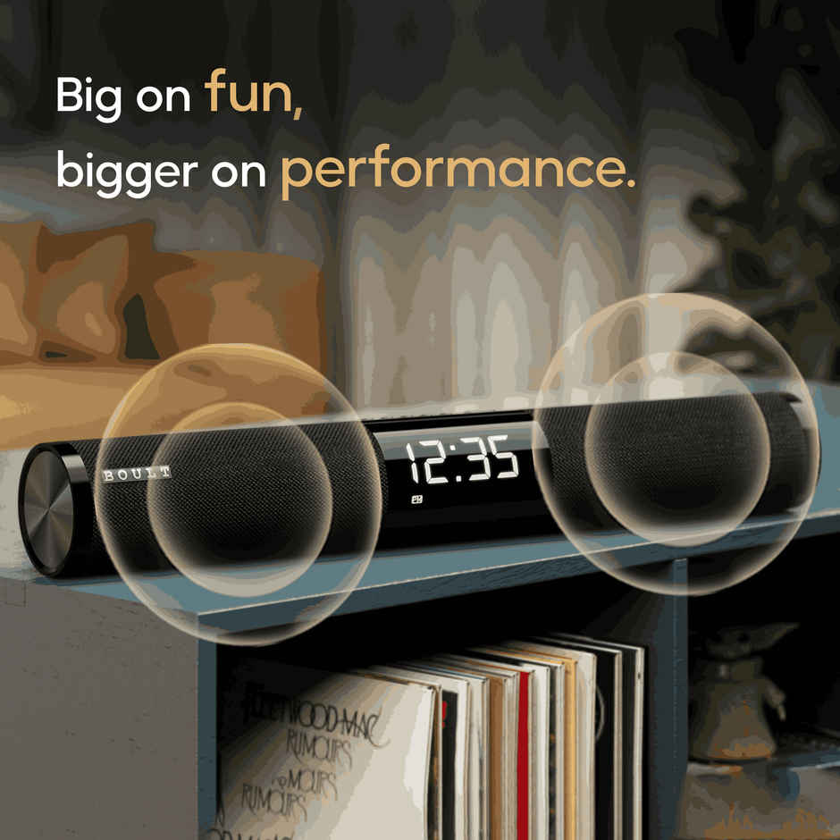 GOBOULT (Formerly Boult) Bassbox X30 | Dual Dynamic Drivers | 30W Soundbar | Stereo Ch | Pure Black